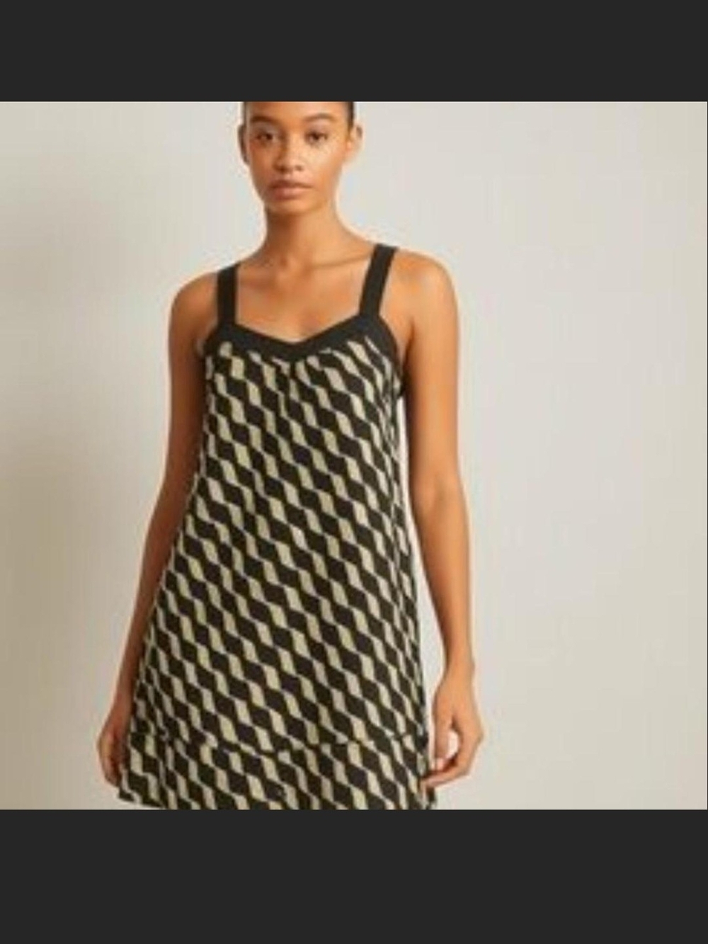 Maeve By Anthropologie Black and Cream Geometric Mini Dress